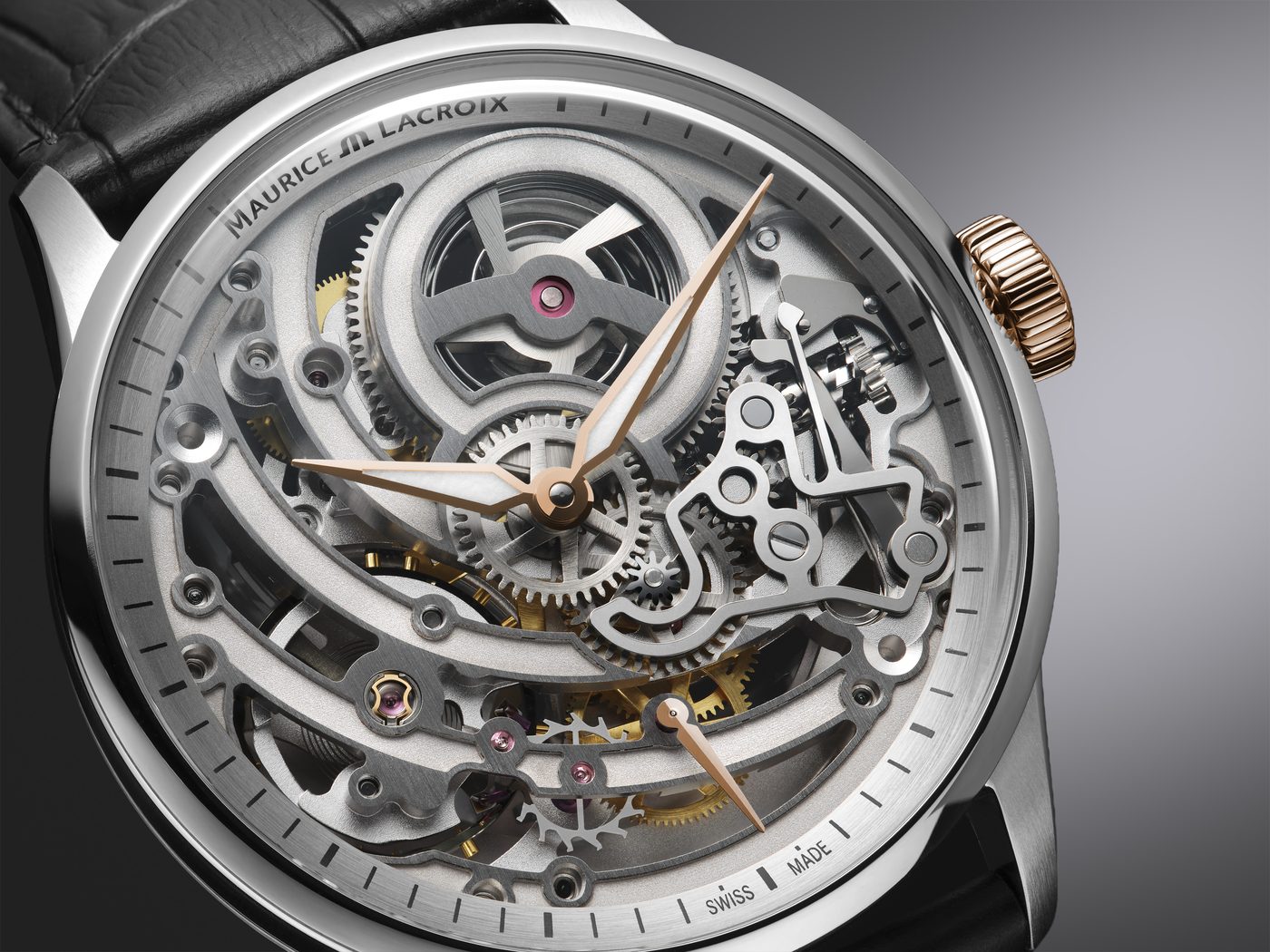 Maurice Lacroix Masterpiece 1975 Skeleton, openworked movement close up