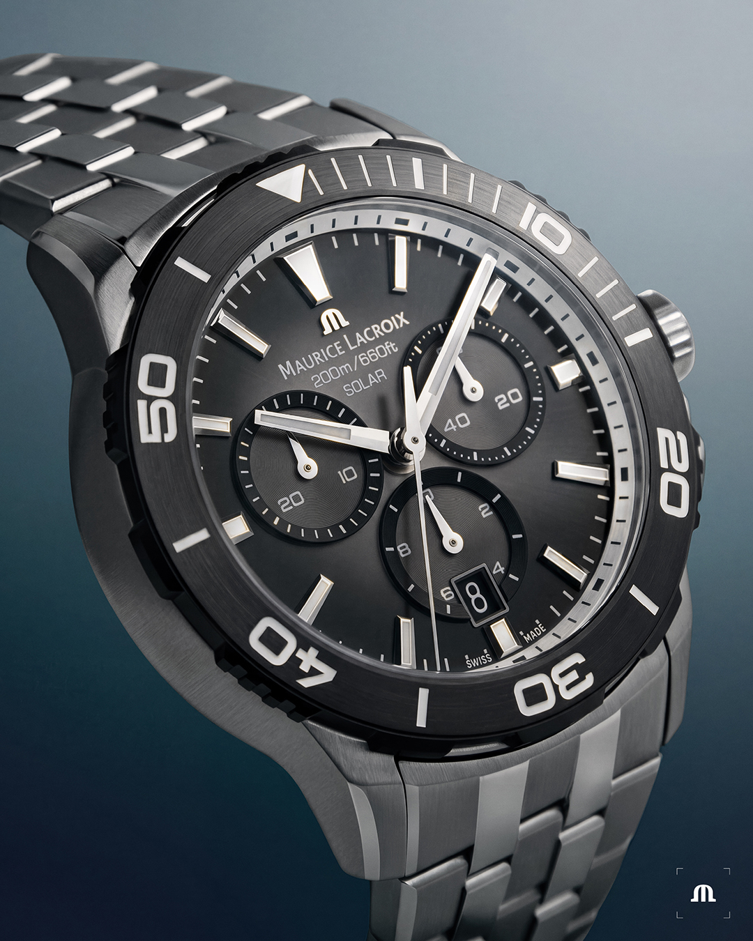 Maurice Lacroix Pontos S Solar Chronograph, black DLC case, Gun DLC treatment