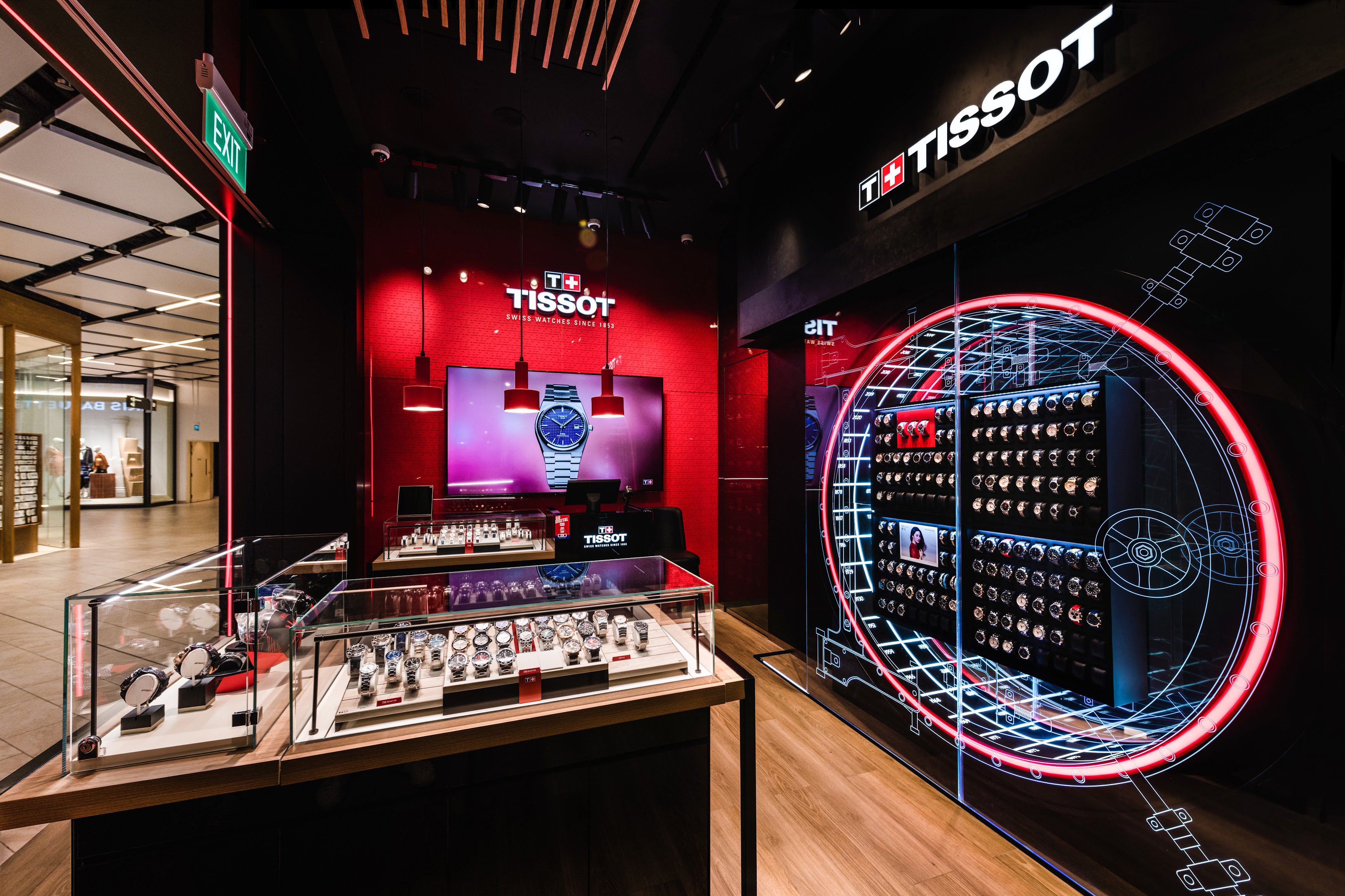 Tissot watch collection display cases at PLQ Mall boutique Singapore