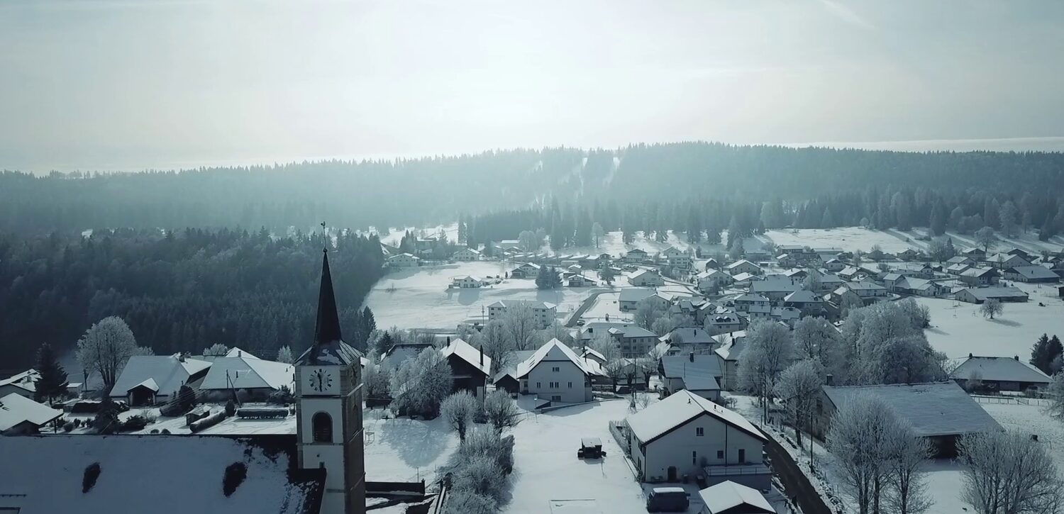 Les Genevez, in the Swiss Jura, in winter