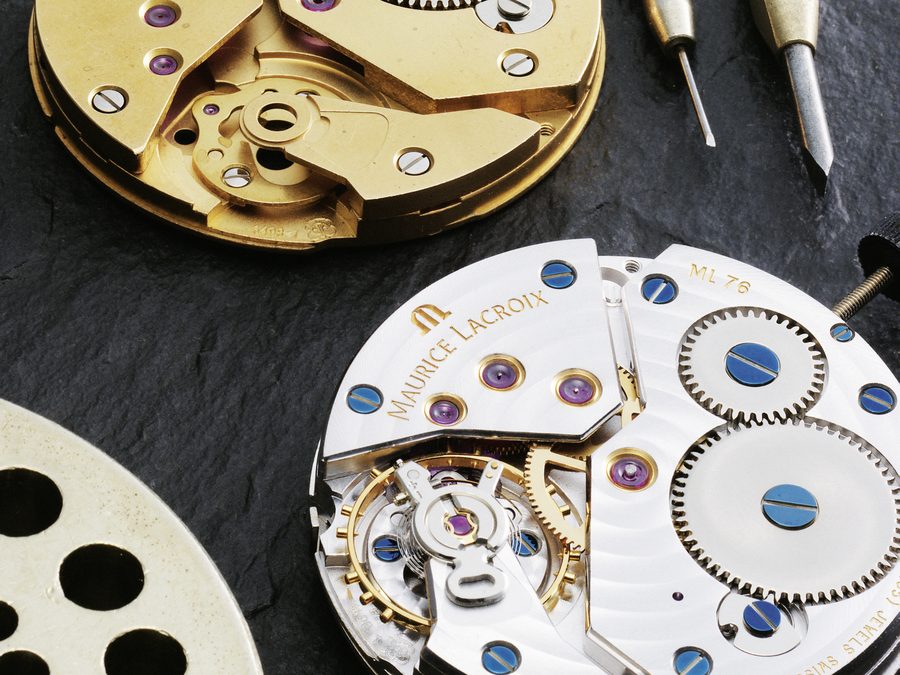 A Maurice Lacroix movement on the watchmaker's bench